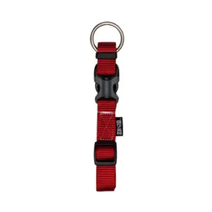 Zeus Adjustable Nylon Dog Collar - Deep Red - Medium - 1.5 cm x 28 cm-40 cm (1-2in x 11in-16in)